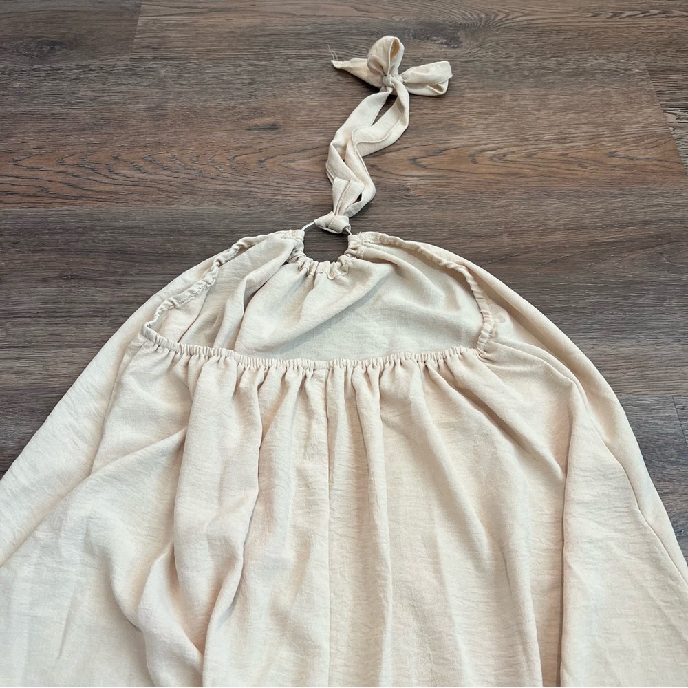 Cream Boho Halter Maxi Dress Size Small Summer Vacation Beachy Neutral - Picture 5 of 8